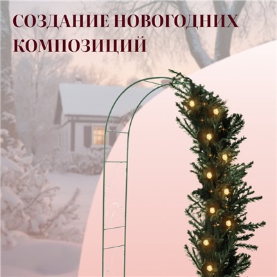 Арка садовая, 240×120×36 см, для вьющихся растений, металлическая, зелёная, «Вьюнок»
