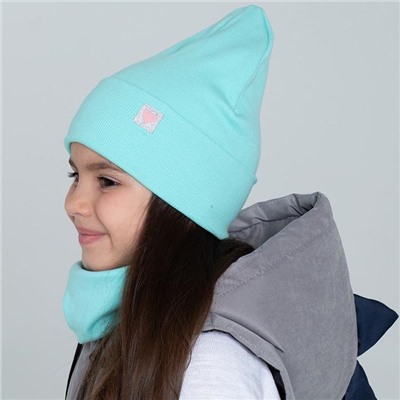 Шапка для девочки, цвет мятный, размер 54-58 (5-7 лет)