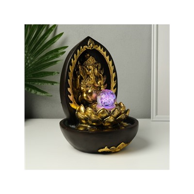 Фонтан настольный с подсветкой «Ганеша в арке у лотоса», от сети, 22×22×31 см