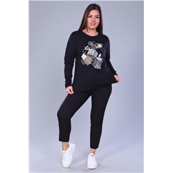 Футболка 55038 с дл.рукавом (Черный)