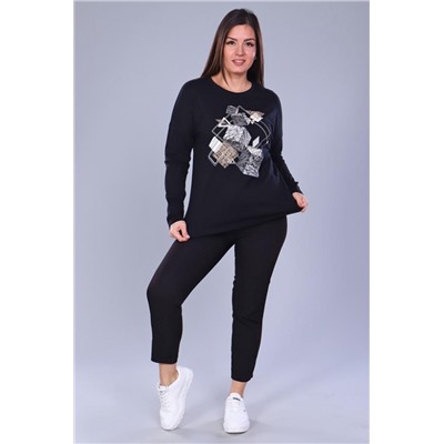 Футболка 55038 с дл.рукавом (Черный)