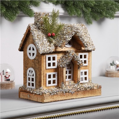 Фигура деревянная «Изба», 26×23×12 см, 5 LED, батарейки AAx2 (не в комплекте), свечение теплое белое