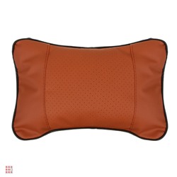 Подушка на подголовник косточка, компакт, 25x15см, экокожа, коричневый