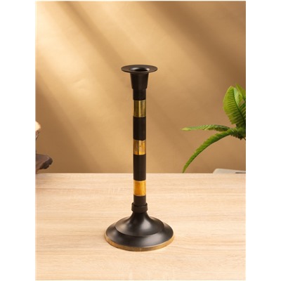 УЦЕНКА Подсвечник на 1 свечу «Кофе с молоком», латунь, чёрный с золотом, 10×10×26 см