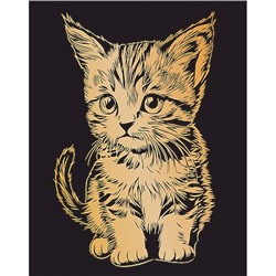 Гравюра 20х25,5 см SGHK №72 "Котенок" (золото) Hobbius