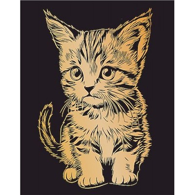 Гравюра 20х25,5 см SGHK №72 "Котенок" (золото) Hobbius