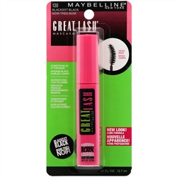 Maybelline, Тушь для ресниц с изогнутой щеточкой Great Lash, оттенок 120 угольно-черный, 12,7 мл