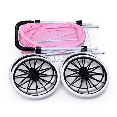 Коляска для кукол, металлическая, прогулочная с капюшоном, цвет розовый