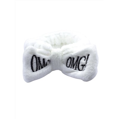 “‣”  COSMETIC BANDAGE - ПОВЯЗКА ДЛЯ ВОЛОС С НАДПИСЬЮ OMG БЕЛАЯ, 1 ШТ.