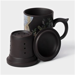 Кружка с крышкой и ситом «Девушка с книгой», 350 мл, керамика