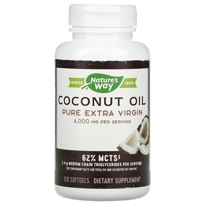 Nature's Way, Coconut Oil, Pure Extra Virgin, 4,000 mg, 120 Softgels