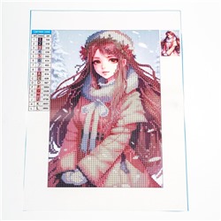 Алмазная мозаика на новый год с частичным заполнением на холсте «Снежная красавица», 20×30 см, набор для творчества