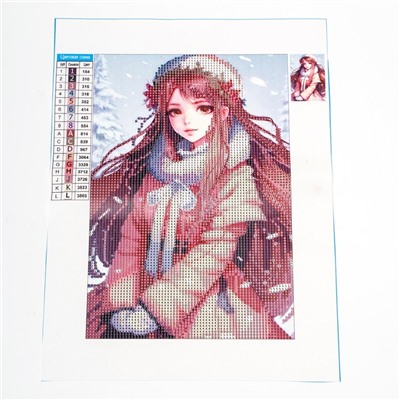 Алмазная мозаика на новый год с частичным заполнением на холсте «Снежная красавица», 20×30 см, набор для творчества