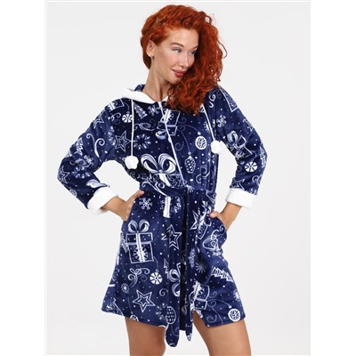 Снежок - халат снежинки синий