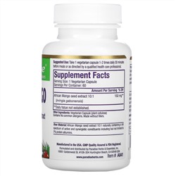 Paradise Herbs, Африканский манго, 60 вегетарианских капсул