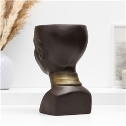 Декоративное кашпо для цветов «Негритянка», 1.3 л, 14×20×12 см, керамика, чёрное