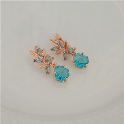 Серьги ювелирная бижутерия коллекция "Дубай" покрытие позолота, вставка: фианиты, цвет: голубой, арт.314.227