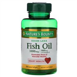 Nature's Bounty, Рыбий жир, тройная сила, 1400 мг, 39 мягких желатиновых капсул в оболочке