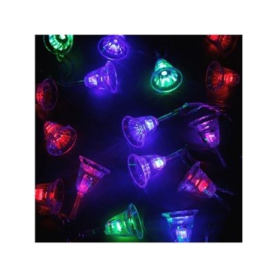 Гирлянда «Нить» 5 м с насадками «Колокольчики», IP20, прозрачная нить, 20 LED, свечение мульти (RG/RB), мигание, 220 В