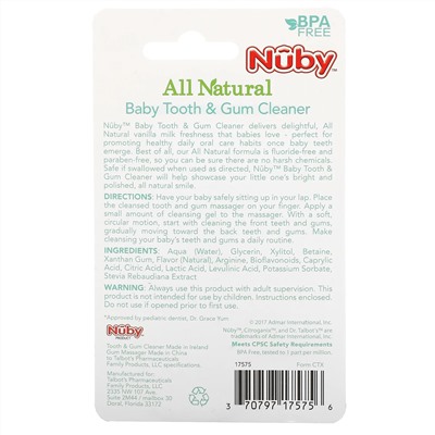 Dr. Talbot's, All Natural Baby Tooth & Gum Cleaner, 0m+, Vanilla Milk Flavored Gel, 0.75 oz (20 g)