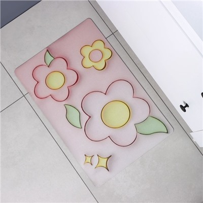 Коврик для дома Доляна Pink Flowers, влаговпитывающий, 40×60 см, розовый