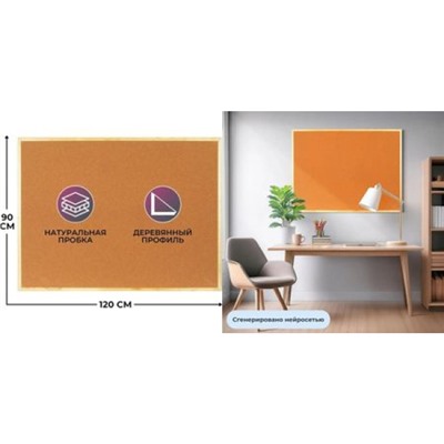 Доска пробковая  90х120 см Economy в дерев. рамке 51860 Attache