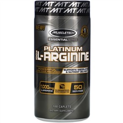 Muscletech, Platinum 100% L-Arginine, 1000 мг, 100 капсуловидных таблеток (Discontinued Item)