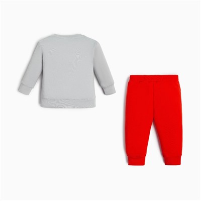 Костюм детский (джемпер, брюки) «Крошка Я. Мой первый НГ», рост 62-68 см, красный, серый