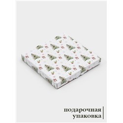 Блюдо новогоднее сервировочное Доляна «Еловые ветки», d=19.5 см, стекло, белое, зелёное