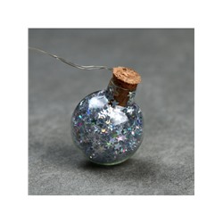 Гирлянда «Нить» 1.6 м с насадками «Шарики с серебристым конфетти», IP20, серебристая нить, 15 LED, батарейки ААх2 (нет в комплекте), свечение белое