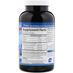 Carlson Labs, Maximum Omega 2000, натуральный лимон, 2000 мг, 180 мягких таблеток