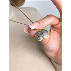 Подвеска двойная из чернёного серебра с золочением - святой Николай Чудотворец, Ангел Хранитель (внутри молитва Отче наш) 925 пробы ИБ-00-05оз