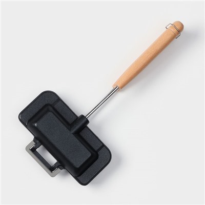 Сковорода для сэндвичей Доляна, 29.5×14.3×4 см, двусторонняя, с антипригарным покрытием, литой алюминий, чёрная