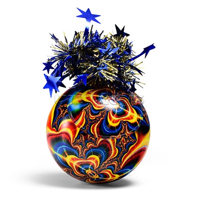 Шар пластиковый 85мм"Калейдоскоп" (сине-красно-желтый) (36)