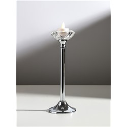 Подсвечник на 1 свечу «Кристальная чаша», d=5 см, под серебро, 9×9×27 см