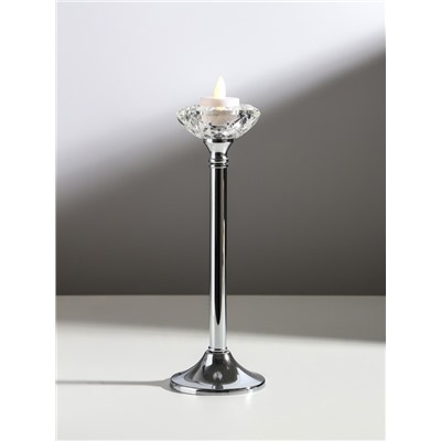 Подсвечник на 1 свечу «Кристальная чаша», d=5 см, под серебро, 9×9×27 см