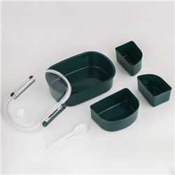 Ланч - бокс в школу, контейнер для еды «Эйлайт», 640 мл, с ложкой, 18.5×14×6.3 см, пластик, зелёный