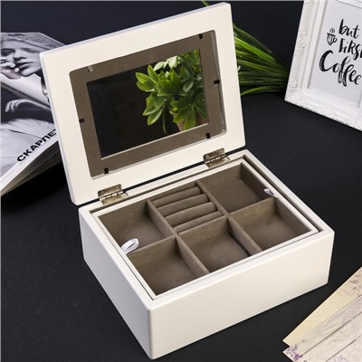 Шкатулка для украшений с фоторамкой 13×18 см «Стиль», дерево, с ящиком, белая, 18.5×9×22.9 см