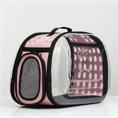 Переноска для животных, 42×32×28 с, прозрачная, розовая