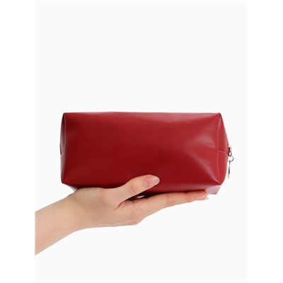 Косметичка женская ONE COLOR, на молнии, экокожа, бордовая