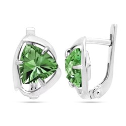 Серьги из серебра празиолит кварц, СП79