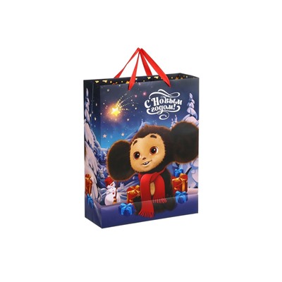 Пакет новогодний подарочный «С Новым годом!», 31×40×11.5 см, упаковка, Чебурашка