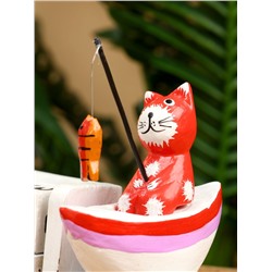 Календарь настольный «Котики рыбаки», 19×10×10 см, дерево