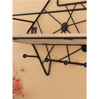 Вешалка настенная с полкой 26×9 см «Стрелка», крючки декоративные, с подсветкой, 5 крючков, чёрная