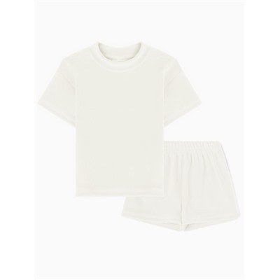 Костюм (шорты и футболка) Крошка Я Plushy, р. 74-80 см, молочный