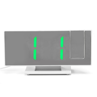 Часы-будильник электронные настольные с проекцией на потолок, 18.4×7.5 см, зеленая индикация