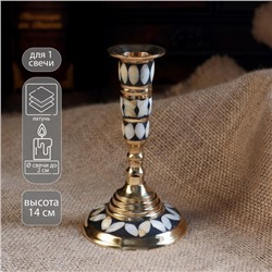 Подсвечник «Зебра», 8×8×13 см, латунь, перламутр