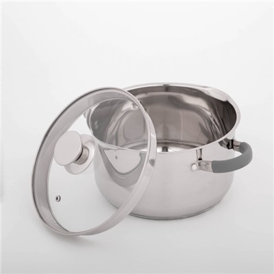 Кастрюля Magistro Tefida, 4.6 л, AISI - 201, крышка-дуршлаг, носик для слива, капсульное дно, с крышкой, индукция, нержавеющая сталь