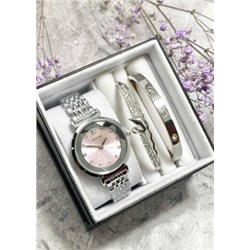 Подарочный набор для женщин часы, 2 браслета + коробка #22853012