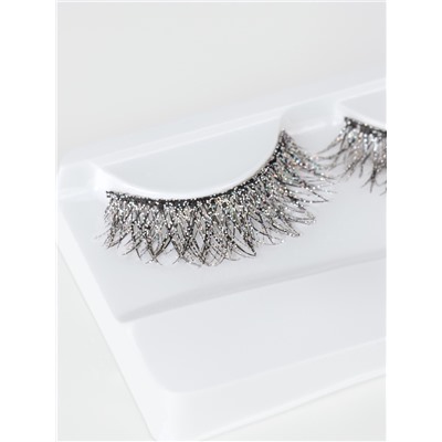 Ресницы накладные «Сияй», с блёстками, 14 мм, без клея, серебристые